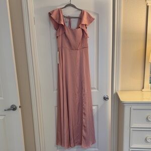 Azazie Dusty Rose Ruffle Maxi Dress
